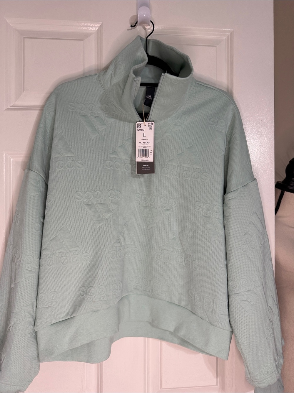 adidas Minty Pastel Half-Zip Mock Neck Sweatshirt